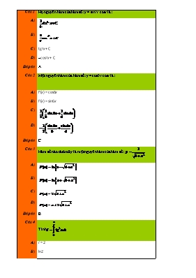 Bài tập Tích phân Lớp 12 - Phần 9
